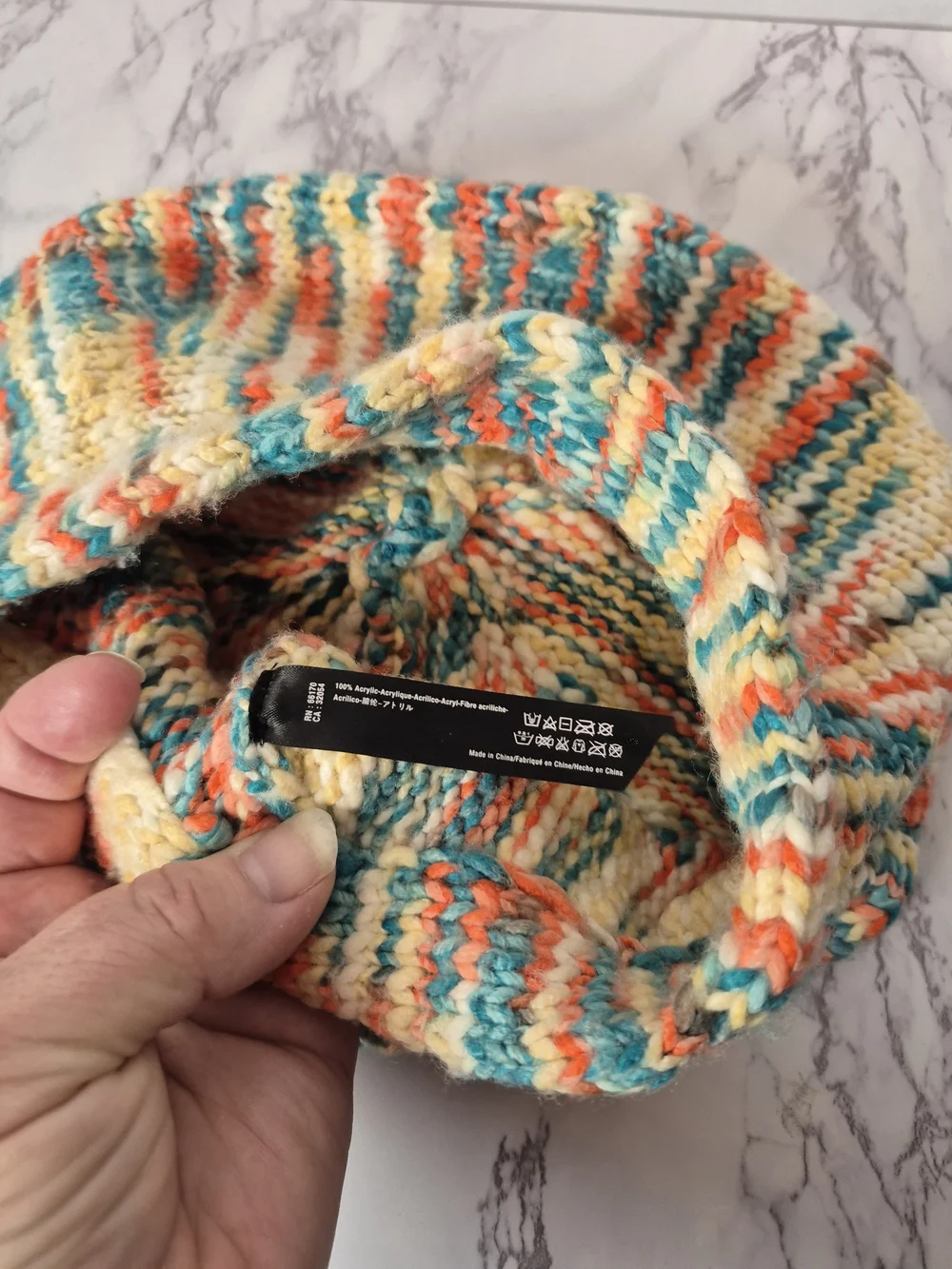 Free People Multicolor Knit Beret in Cream, Teal, Coral, Tan